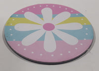 White Flower with Pink Blue Yellow Background 3" Fridge Magnet