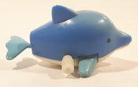 Blue Dolphin Wind Up 2 1/2" Long Plastic Toy Figure