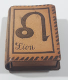 Vintage SEITA Lion Leo Astrology Horoscope Zodiac Sign Relie Cuir Modele Depose Leather Book Style Match Box Pack Made in France