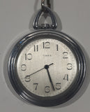 Vintage Timex Manual Wind Mechanical Silver Cased Pocket Watch with Chain Made in Taiwan