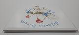 Vintage Welcome Friends White Chicken Hens with Blue Bows Themed 6" x 6" Ceramic Tile Trivet