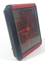 Vintage Cardinal Quartz Red and Black Alarm Clock Made in Hong Kong