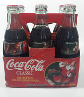 1996 Coca-Cola 1966 Season's Greetings Santa Claus Christmas 6-Pack of Full Never Opened 8 oz. Glass Bottles with Paper Carrier