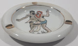 Vintage Trader Vic Drunken Men Embracing White 5" Ceramic Ash Tray with Gold Trim
