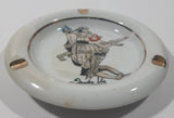 Vintage Trader Vic Drunken Men with Rum Barrel White 5" Ceramic Ash Tray with Gold Trim