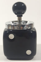 Vintage Black Dice Shaped 5 1/4" Tall Ceramic and Metal Ash Tray