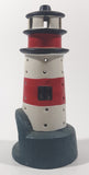 Red and White Lighthouse Shaped 7 1/2" Tall Hand Painted Ceramic Tea Light Candle Holder