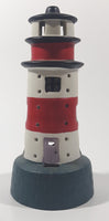 Red and White Lighthouse Shaped 7 1/2" Tall Hand Painted Ceramic Tea Light Candle Holder