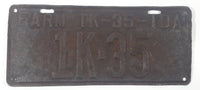 Antique 1935 Idaho Farm TK 35 IDA Metal Vehicle License Plate Tag 1K 35