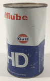 Vintage Gulf Gulflube XHD SAE 20W-20 1.13 Litre Motor Oil Metal Can FULL