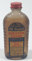 Vintage Boyle-Midway Old English Scratch Cover Furniture Polish 5 5/8" Tall Clear Embossed Glass Bottle with Paper Label