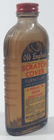 Vintage Boyle-Midway Old English Scratch Cover Furniture Polish 5 5/8" Tall Clear Embossed Glass Bottle with Paper Label