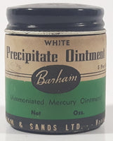 Rare Antique Barham White Precipitate Ointment 2" Tall Brown Glass Jar with Metal Lid