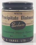 Rare Antique Barham White Precipitate Ointment 2" Tall Brown Glass Jar with Metal Lid