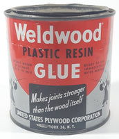 Vintage Weldwood Plastic Resin Glue 4" Tall Metal Can