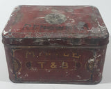 Antique T & B Renowned Half Pound Myrtle Cut Tobacco Tin Metal Container