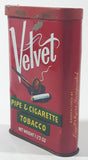 Vintage Velvet Pipe & Cigarette Tobacco 1 1/2 Oz. Red 4 1/2" Tall Hinged Metal Tin