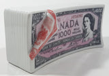 Canada Canadian $1000 One Thousand Dollar Bill Stack Shaped Ceramic Coin Bank