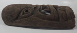 Vintage Tiki God Bottom with Fangs Detailed 8 3/4" x 15" Curved Carved Wood Mask