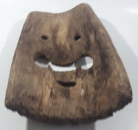 Vintage Tiki God Bottom with Fangs Detailed 8 3/4" x 15" Curved Carved Wood Mask