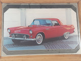 Vintage Stamford Art 1957 Chevrolet Corvette Hard Top Red 13 1/4" x 18 Wood Framed Mirror Picture