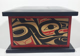 Rare Vintage Clarence A. Wells Aboriginal Art Wood Box with Lid 5 1/2" Tall