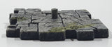 Mossy Cracked Grey Brick Plastic 1 1/4" x 1 1/4" Toy Action Figure Base