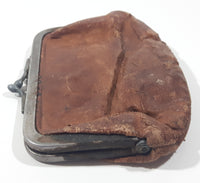 Vintage Brown Leather Coin Change Purse with Snap Clasp