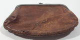 Vintage Brown Leather Coin Change Purse with Snap Clasp