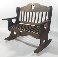 Beautiful Rocking Chair Style 9 1/2" Wide Wooden Doll Bench with Cut Out Hearts and Slatted Seat