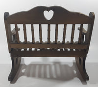 Beautiful Rocking Chair Style 9 1/2" Wide Wooden Doll Bench with Cut Out Hearts and Slatted Seat