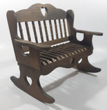 Beautiful Rocking Chair Style 9 1/2" Wide Wooden Doll Bench with Cut Out Hearts and Slatted Seat