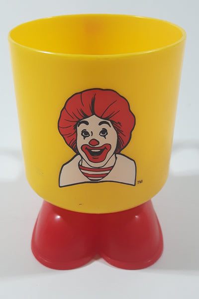 Vintage 1985 McDonald's Ronald McDonald Footed Yellow and Red Plastic Cup Mug with Feet