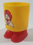 Vintage 1985 McDonald's Ronald McDonald Footed Yellow and Red Plastic Cup Mug with Feet