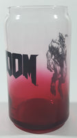 Doom Computer and Video Game Can Shaped Red and Clear 5 1/4" Tall Glass Cup