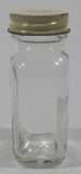 Antique Lilly 3 1/4" Tall Glass Apothecary Bottle with Metal Lid