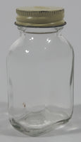 Antique Lilly 3 1/4" Tall Glass Apothecary Bottle with Metal Lid