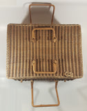 Vintage Large Tightly Woven Bowed Wicker Picnic Basket with Lid