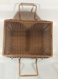 Vintage Large Tightly Woven Bowed Wicker Picnic Basket with Lid
