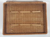Vintage Large Tightly Woven Bowed Wicker Picnic Basket with Lid