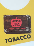 Antique Apple Sun Cured Fresh Juicy Mild Tobacco New Low Price! Chew Apple 3 1/2" x 8 3/8" Cardboard Store Advertisement Sign