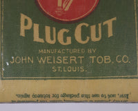 Antique John Weisert Tob Co. St. Louis Harp Plug Cut Cloth Bag 4 1/4" x 7 1/4" Store Advertisement Sign