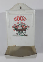 Antique Flower Cart with Umbrella White 6 1/2" Tall Metal Wall Mount Match Stick Holder