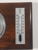 Vintage MOCO. Barometer Thermometer 5 1/4" x 7 1/2" Lacquered Wood Weather Station