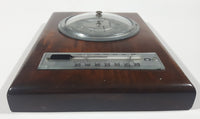 Vintage MOCO. Barometer Thermometer 5 1/4" x 7 1/2" Lacquered Wood Weather Station