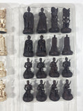 Hawaiian Monarchy Collectors Edition Kamehameha I King of Hawaii Queen Tiki Warriors and Gods Carved Resin Chess Set (32 Pieces) White Queen Missing Hand