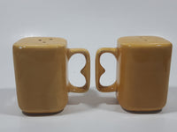 Rare Vintage Ponderosa Ranch Ranch House Nevada, U.S.A. 2 7/8" Tall Tan Glazed Ceramic Salt and Pepper Shaker Set with Handles