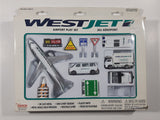 Daron RealToy No. RT7371 WestJet Airport Play Set Die Cast Toy Car Vehicles Airplane and Signage with Box Missing One Car