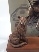 Very Rare Sue Coleman "The Cougar" 5 3/4" x 8 3/4" 3D Art Print with 4 1/4" Tall Figurine on Wood Base