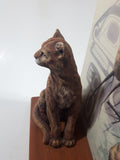 Very Rare Sue Coleman "The Cougar" 5 3/4" x 8 3/4" 3D Art Print with 4 1/4" Tall Figurine on Wood Base